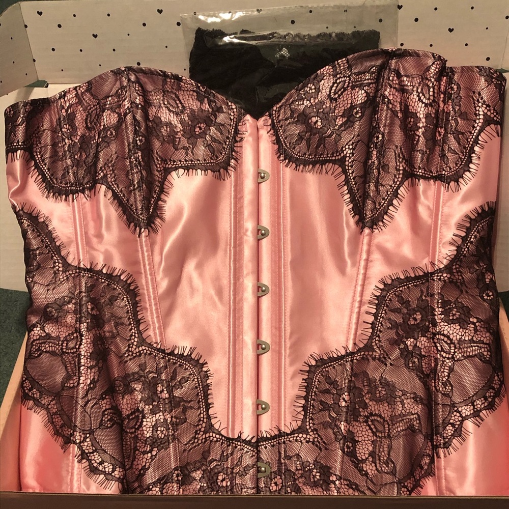 Pink silk corset